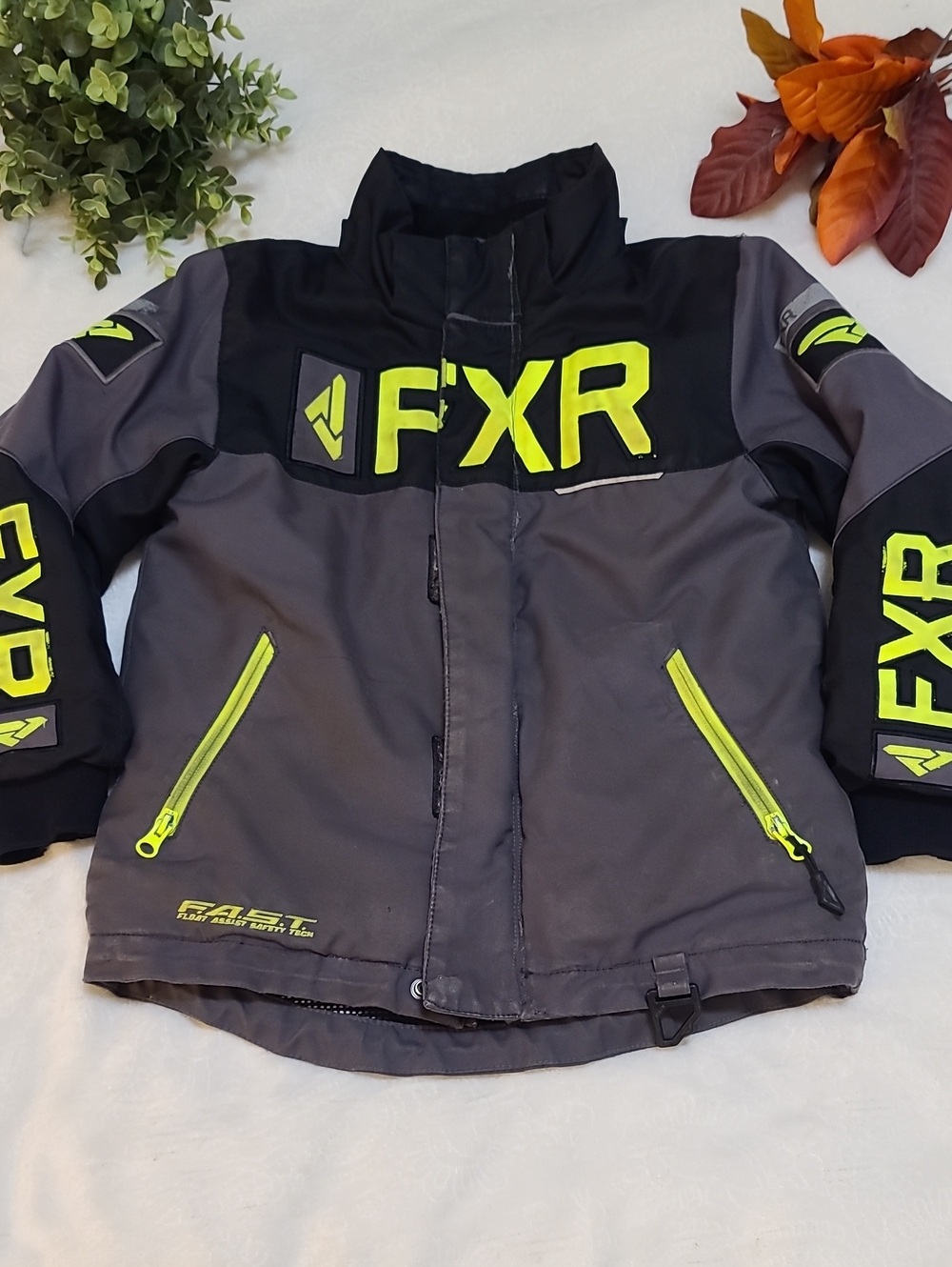 FXR Helium Jacket F.A.S.T. Floatation Winter Sled Coat Grey Reflective No Hood
